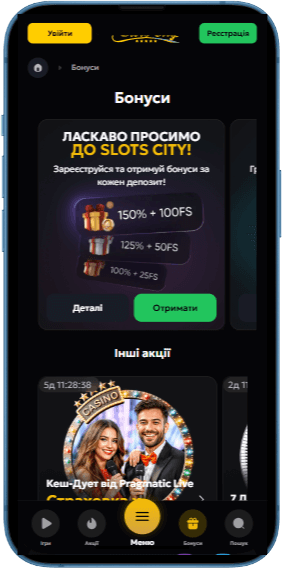 Бонуси у казино Slots City