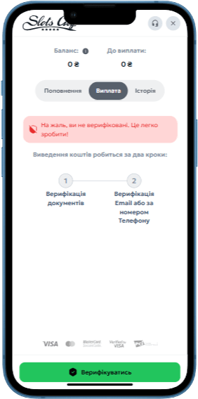 Вивід коштів у казино Slots City