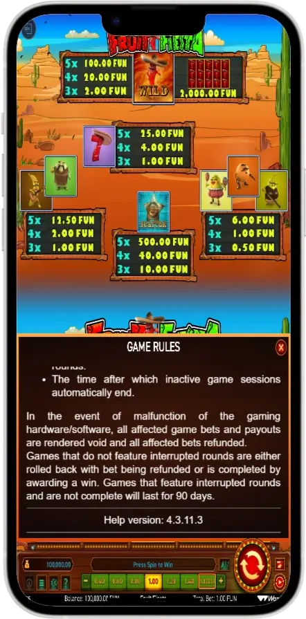 7s Fruit Fiesta Інформація 0.2