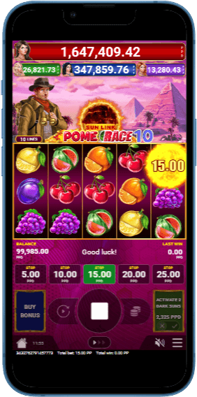 Дизайн гри Pome Race 10 Sun Link