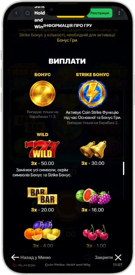 Coin Strike: Hold and Win Выплаты