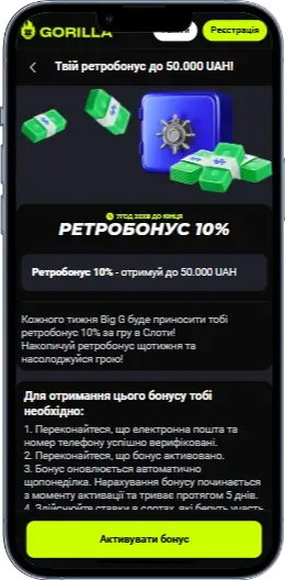 Ретробонус казино Gorilla