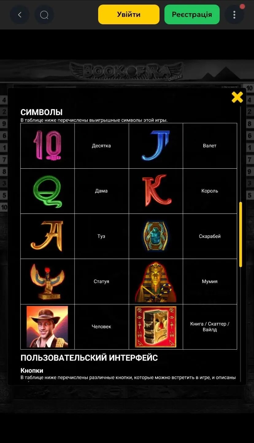 Book of Ra Deluxe Символи