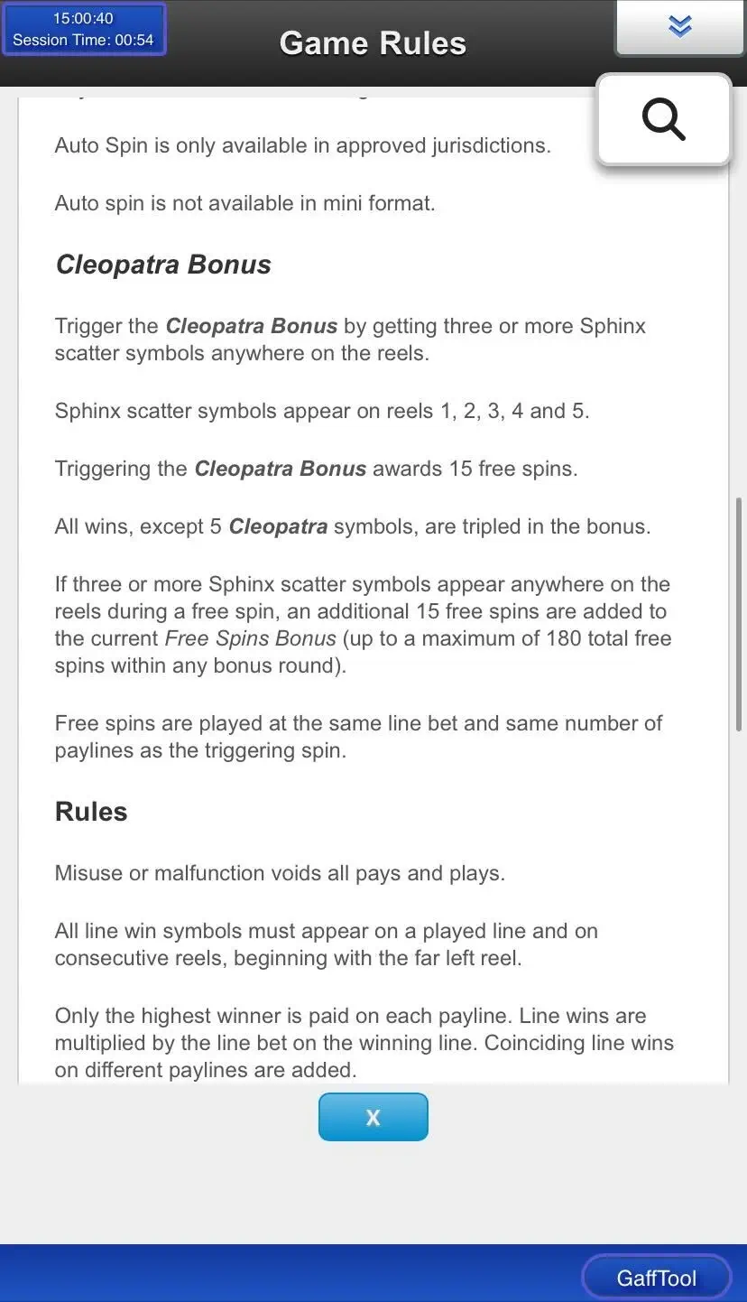 Cleopatra Правила