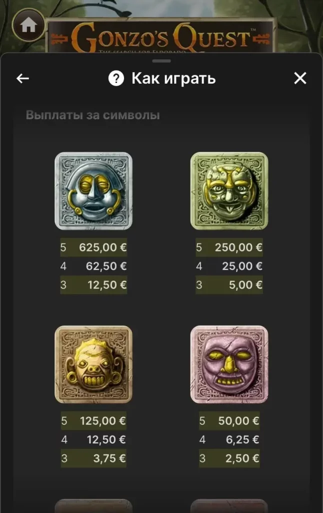 Gonzo’s Quest Символы