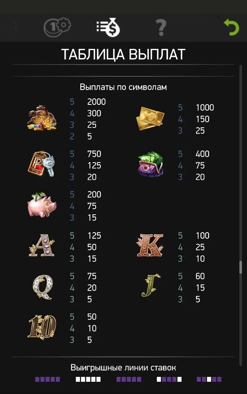 Piggy Riches Символи