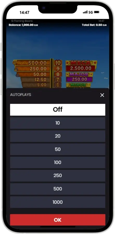 10 Flaming Bisons Настройки