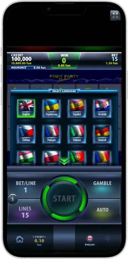 Fruit Party Deluxe Язык