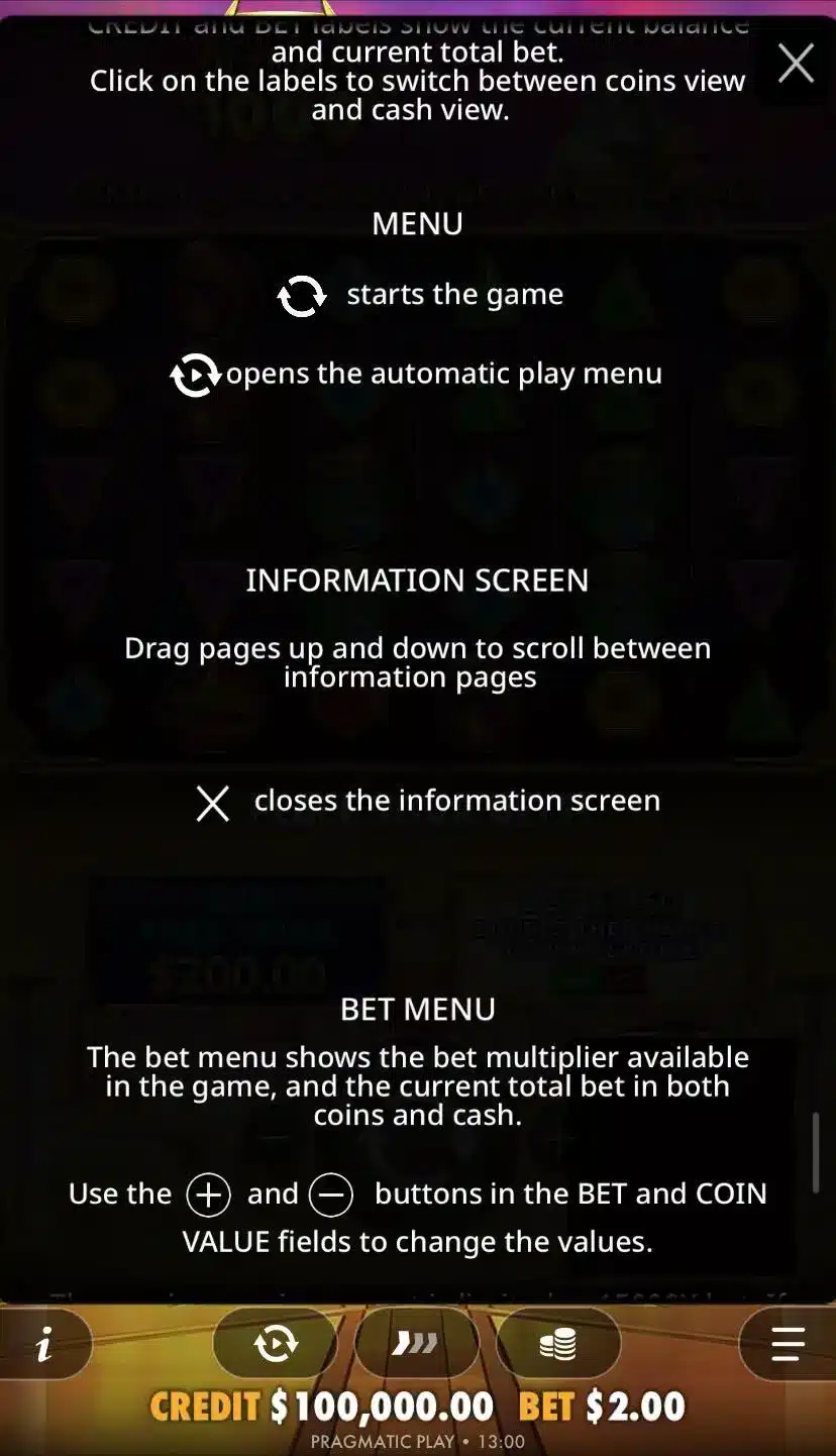 Gates of Olympus 1000 Меню