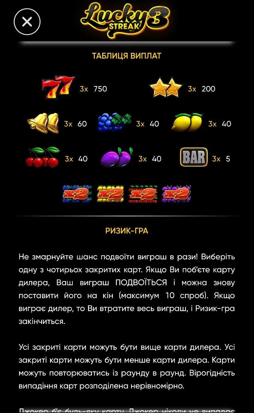 Lucky Streak 3 Символы