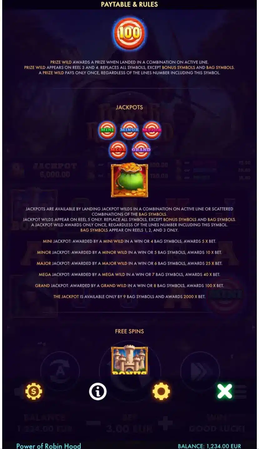 Power of Robin Hood Джекпот