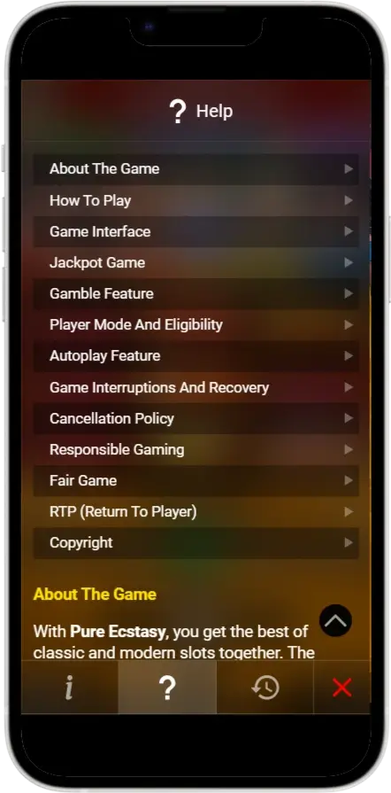 Pure Ecstasy Настройки